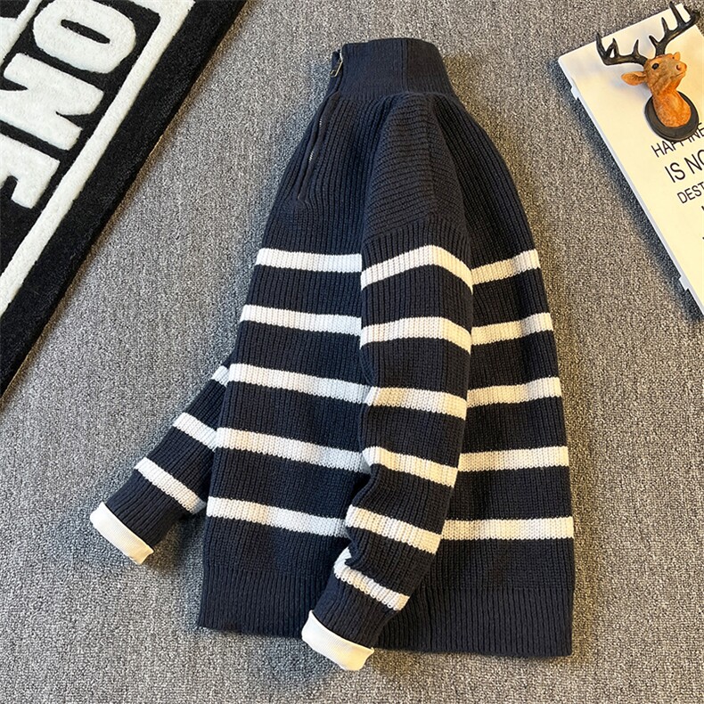 日系vintage毛衣男女ins慵懒风复古软糯套头拉链针织衫M507p50,男装针织衫/毛衣,电商D315