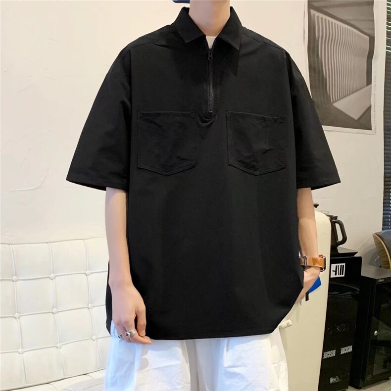 2023年夏季男生休闲大码宽松日系风格工装POLO衫冰丝弹力C613P32,男装Polo衫,星座1116-2