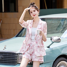 薄款西装短款套装女2024新款夏季防晒国风盘扣西服气质休闲两件套，女装套装/套裙，艾仟回(原伊仟回)