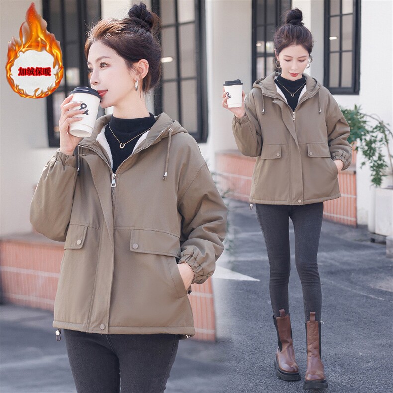 现货！！2023冬季新款加绒加厚外套女连帽小个子棉衣宽松派克棉服，女装棉衣/棉服，以桐