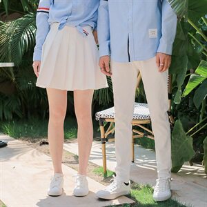 情侣牛仔裤女生短裙白色小脚裤 百褶裙男女816B-C男  女图片