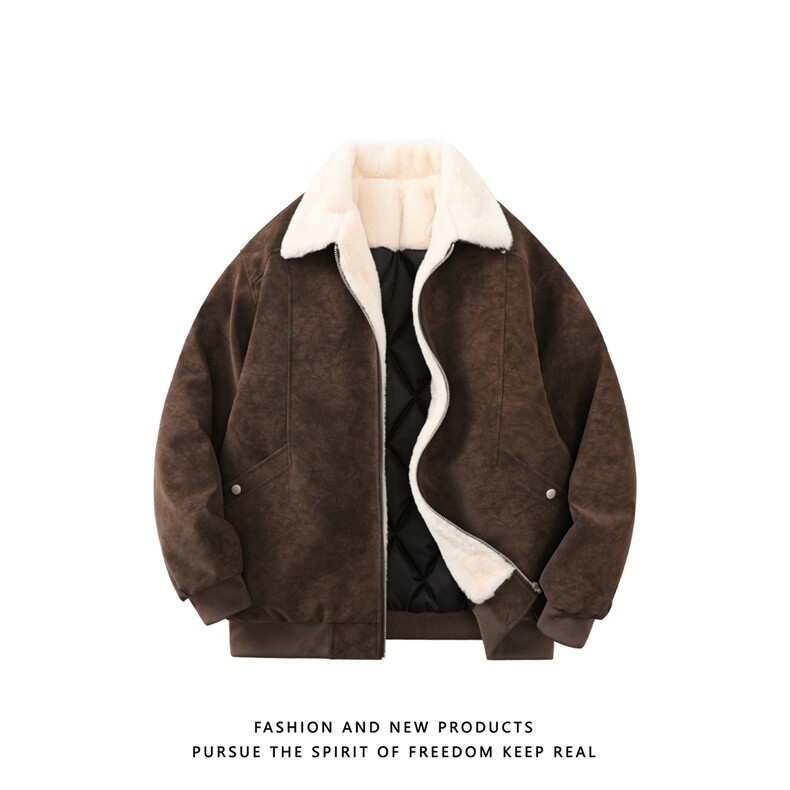 深度库存冬季加厚保暖翻领PU皮棉衣外套港风宽松棉服MY9012-P85图片