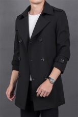 HN618限价198元主推男式秋季新款中长款纯色青年风衣P155，男装毛呢大衣，电商B360