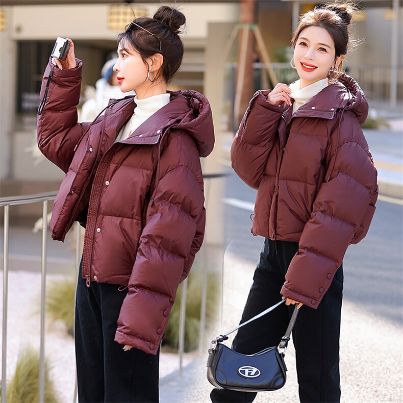 短款羽绒服女冬季2023新款时尚洋气小个子面包服白鸭绒外套现货!，女装羽绒服，一安秀