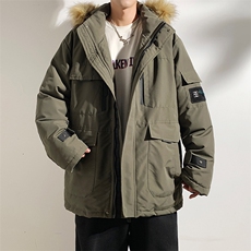 港风2025新品冬季宽松棉服派克服毛领冬装加厚外套D010-P145，男装棉衣，星座717