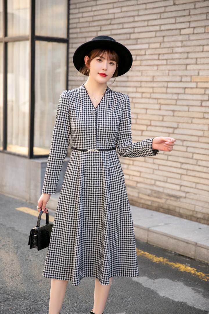 韩版修身连衣裙，女装连衣裙，红利秀雅