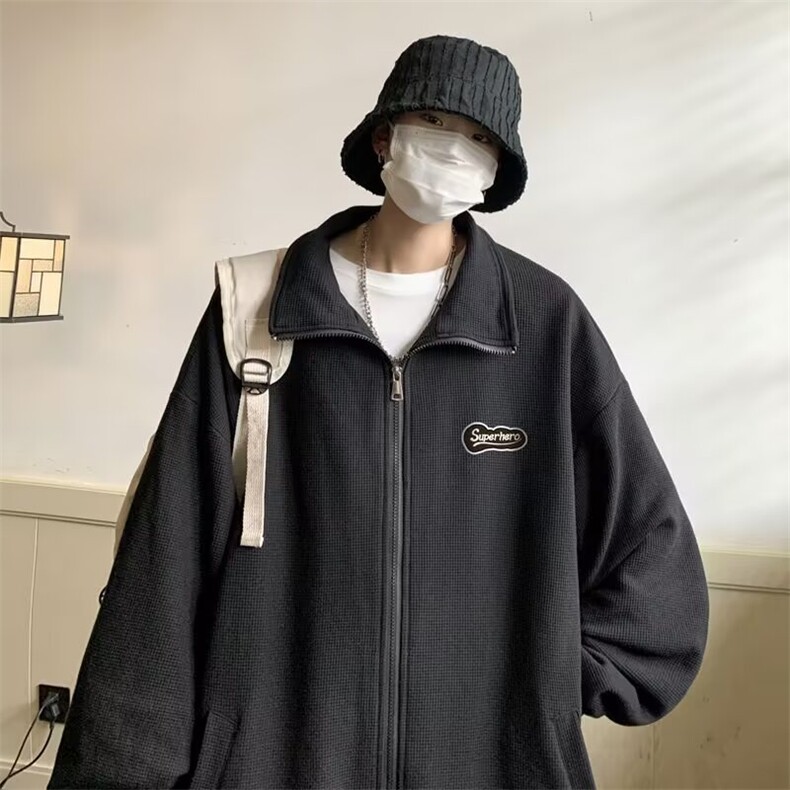 高级感外套男春秋卫衣外套潮牌翻领美式高街宽松休闲衣服WY416,男装卫衣,星座1116A-1（原606A）