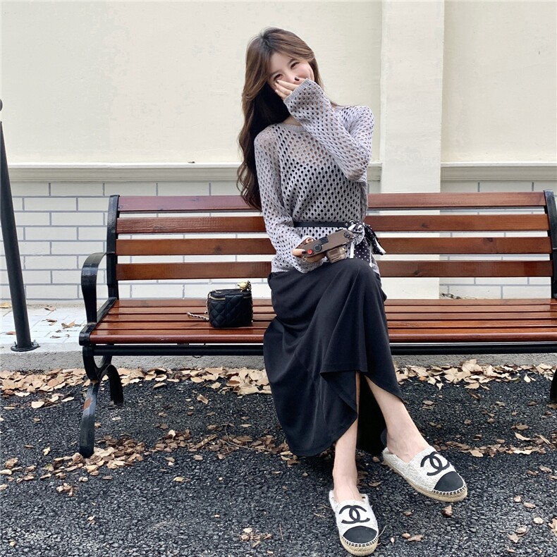 设计感镂空针织衫套装女2025早秋新款吊带背心裙两件套,女装连衣裙,2C166