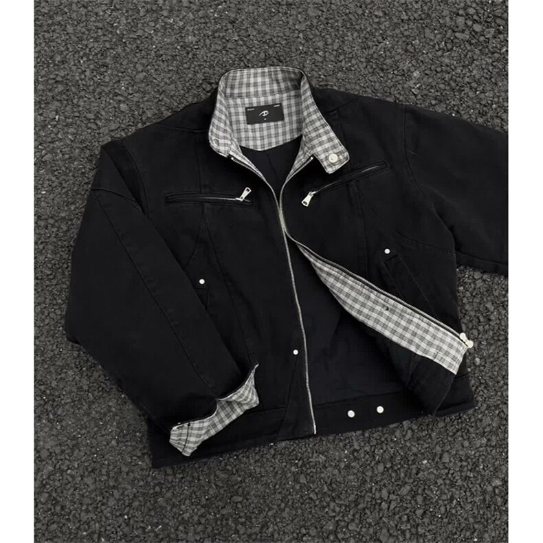 高品质低退货水洗外套男棒球服美式高街工装夹克 513AJK2501P77图片