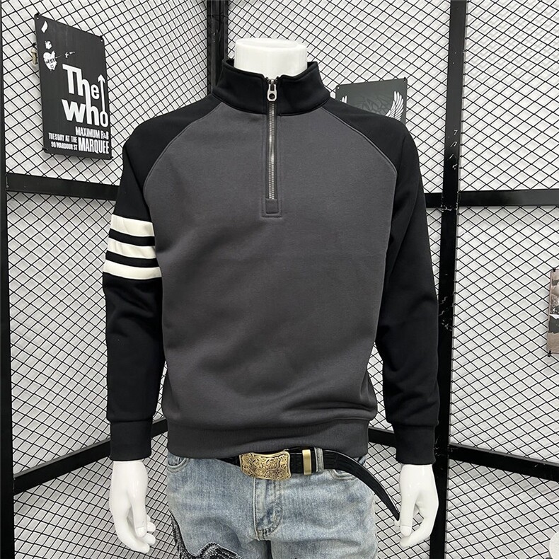 秋季新款男士时尚百搭撞色半拉链立领卫衣高级感WY124-P42,男装卫衣,星座208-5