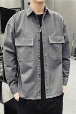 秋季新款长袖衬衫男韩版纯色宽松潮流百搭男生衬衣202-7-GC14，男装衬衫，星座1302