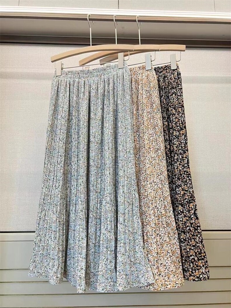 碎花雪纺百褶裙，其它，久意