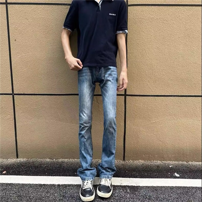 高街微喇牛仔裤男修身显瘦裤子窄版直筒长裤H2036P45,男装牛仔裤,星座1112-1