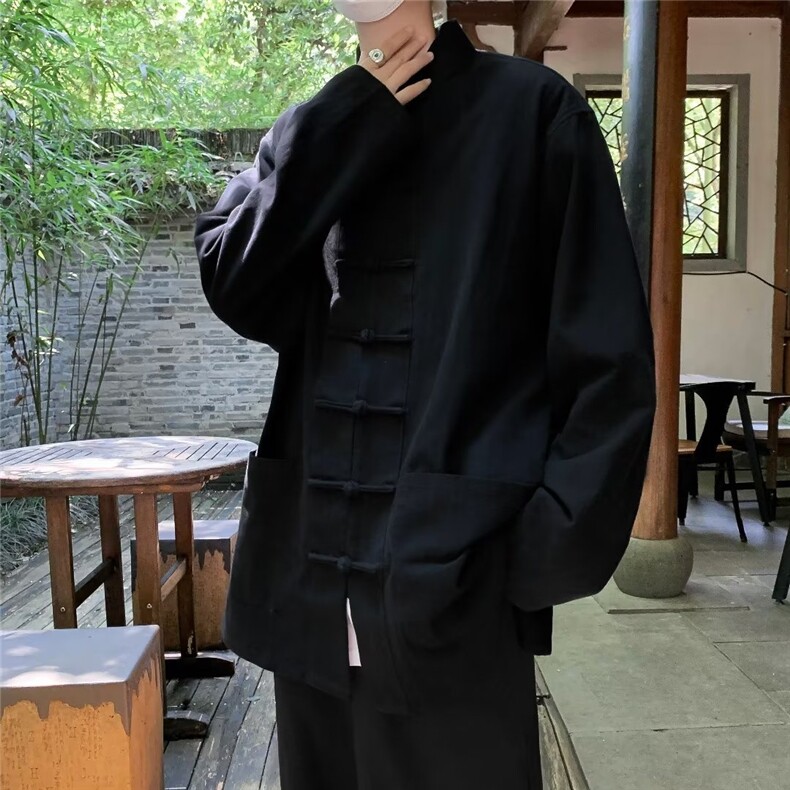 24新中式男装春夏风盘扣棉麻衬衫长袖唐装衬衣外搭-TZ0524,男装衬衫,星座1002-2