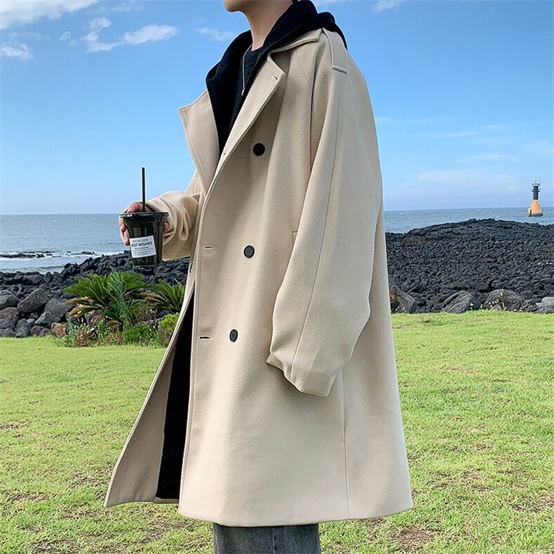 特批100无差价撞色假俩件可拆卸连帽呢料大衣中长款情侣夹克J663,男装夹克,电商A001-1