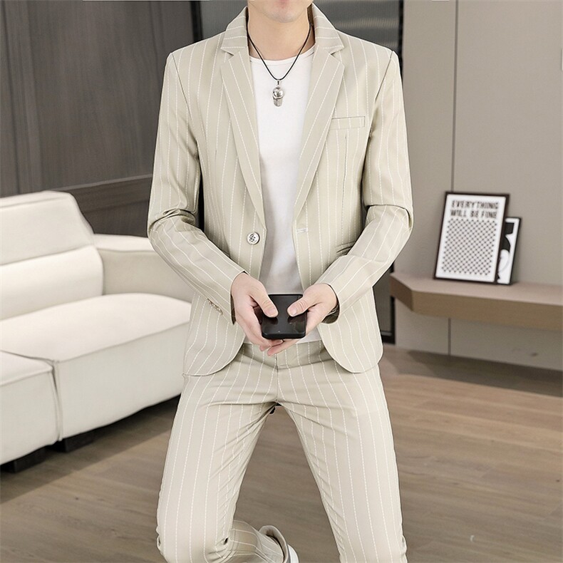 T910-P120秋装时尚男士条纹西服两件套装职业装正装礼服,男装西服,星座507A（原星座306B-2）