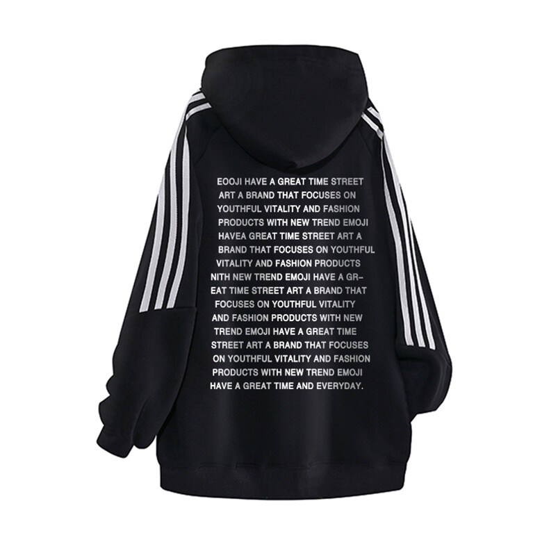 抖音得物品质480克全棉加绒织带连帽印花卫衣三条杠针织卫衣A0401，男装卫衣，电商A443