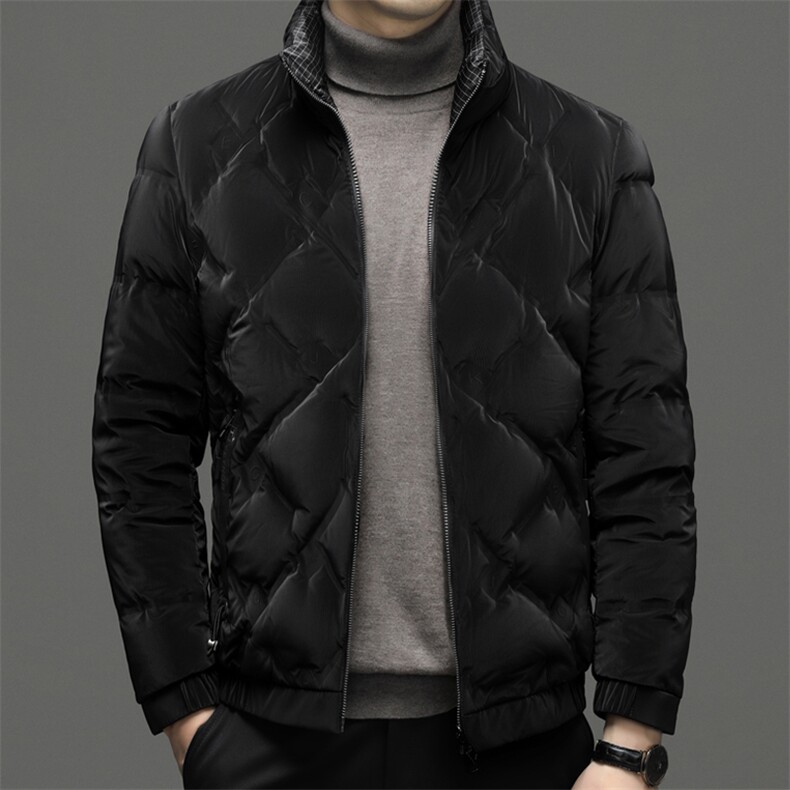 男士加厚保暖立领羽绒服中年爸爸装商务休闲上衣冬季新款男装外套,男装羽绒服,电商B212（原钱塘6029）
