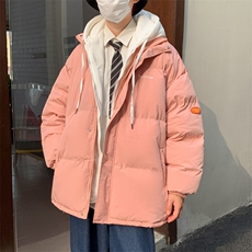 男士假两件棉衣男冬季加厚棉服情侣款棉袄连帽潮A266-WT08-P65，男装棉衣，电商A266