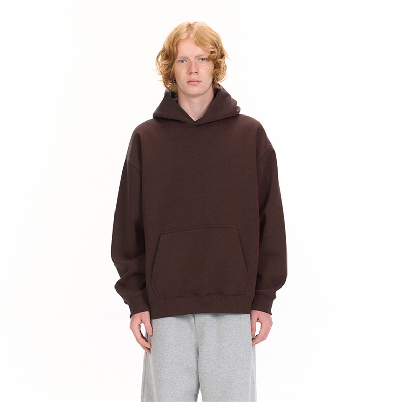 跨境版无帽绳二开秋冬重磅曼巴棉美式宽松纯色连帽卫衣外套DWS66，男装卫衣，电商A486