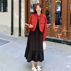 一整套入秋穿搭洋气时尚连衣裙套装高级感气质两件套，女装套装/套裙，帛锦泉