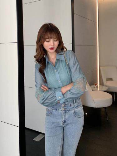 多色蕾丝拼接小衫，其它，凯宝莉