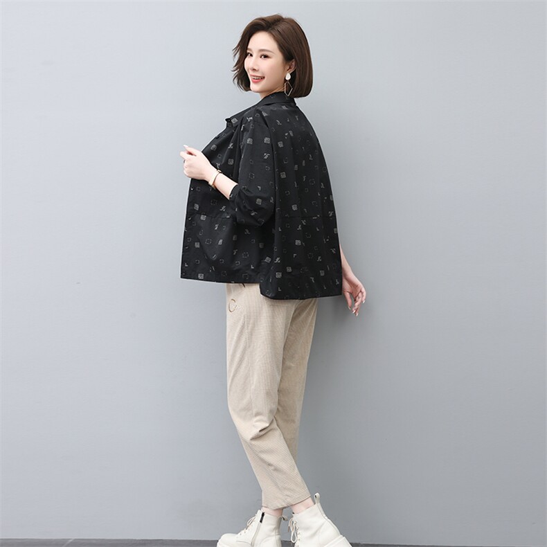2023年春季新款潮韩版夹克女长袖宽松显瘦休闲两件套装,女装套装/套裙,独衣靓