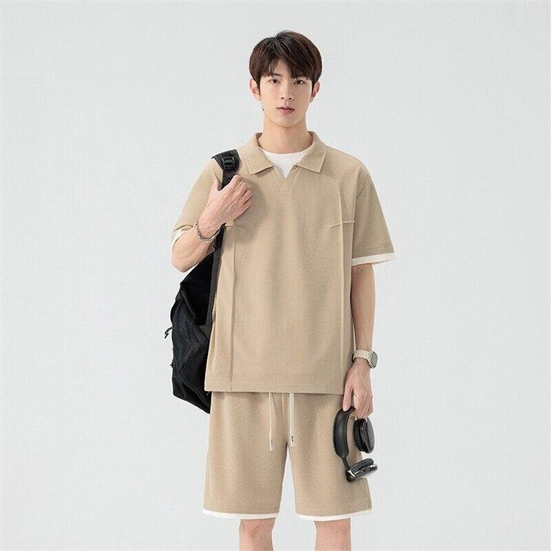 TZ25318-特P60夏季休闲T恤短裤男两件套,男装牛仔裤,电商D310B