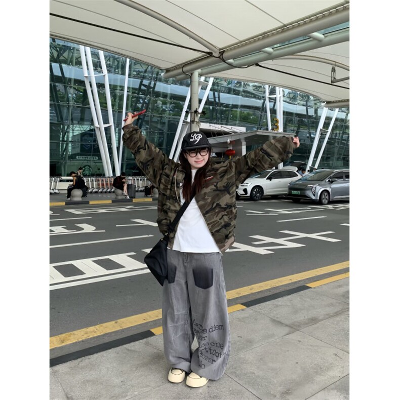美式潮牌原创印花复古休闲直筒宽松高街百搭小个子长裤男,男装休闲裤,四季星座505