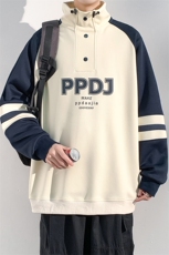 特批P40无差价25春新字母印花菠萝格立领卫衣男潮流撞色上衣W5007，男装卫衣，电商A001-1