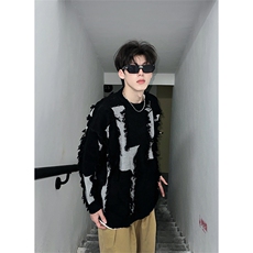 男生新款针织打底衫秋冬宽松慵懒风拼接套头毛衣XZ514-2-MY22-P98，男装T恤，星座514-2(原B239)