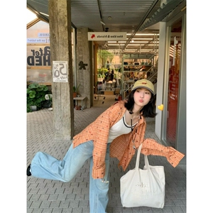 有货。格子休闲衬衫男女百搭慵懒衬衣外套潮CY1267-P45图片