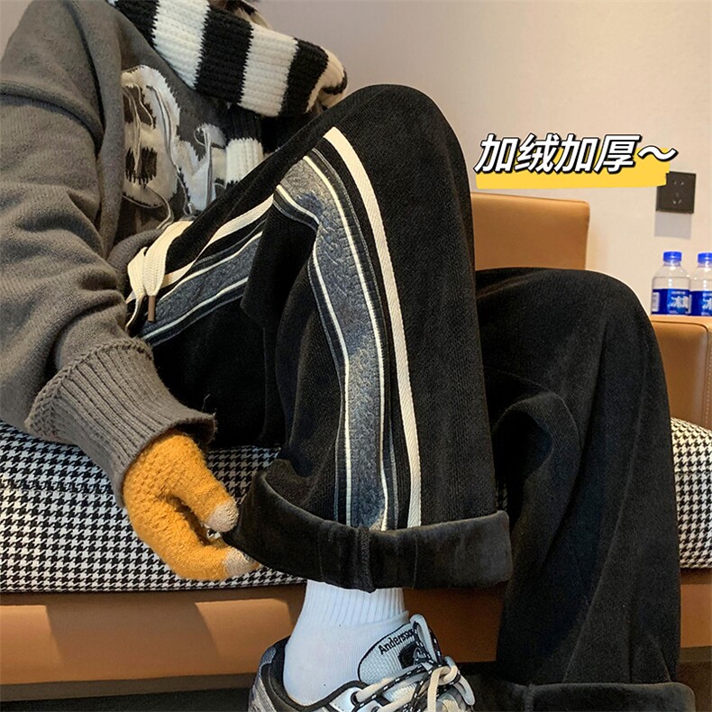 22冬加绒加厚奥利绒港风宽松休闲长裤B266-9522-P65,男装卫衣,星座B257-1