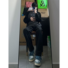 B221美式ins高街暗黑小众情侣毛巾绣直筒牛仔裤LK23021-P65控88，男装牛仔裤，电商B221