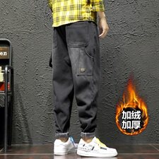 2019冬季新日系瓷砖墙大码男休闲加绒加厚牛仔裤长裤K552-P70，男装牛仔裤，电商A001