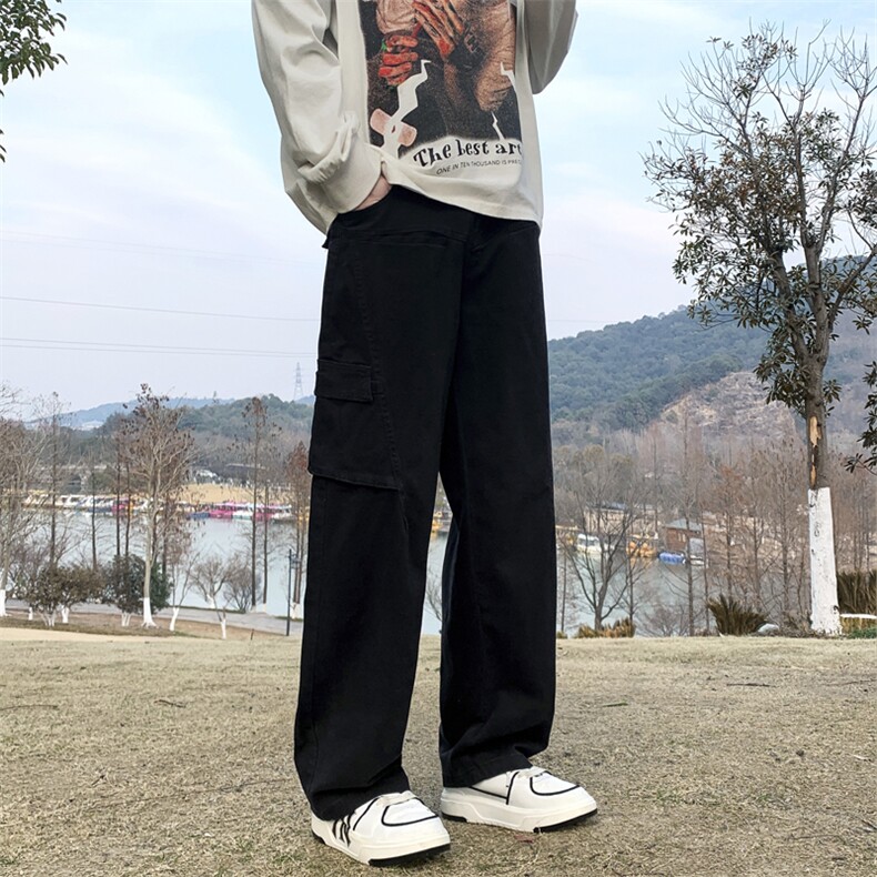 复古水洗阔腿纯棉工装伐木裤男女潮牌直筒宽松休闲裤子,男装休闲裤,星座410-6（原星座1304-1）