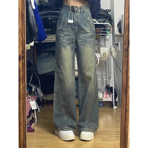 【有货】1071CC-特P48 美式复古蓝牛仔裤男女解构直筒裤子图片