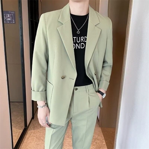坠感休闲西服套装男宽松帅气痞帅潮轻熟春秋小西装外套 TS03图片