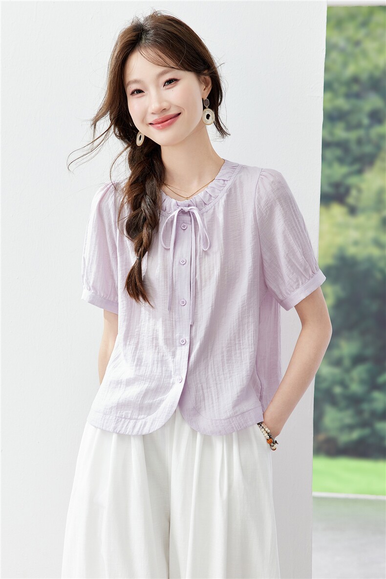 现货2026夏装新款修身透气亲肤女士衬衣,女装衬衫,木子恋
