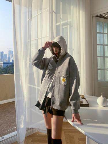 贴标廓形外套，女装，G7V7