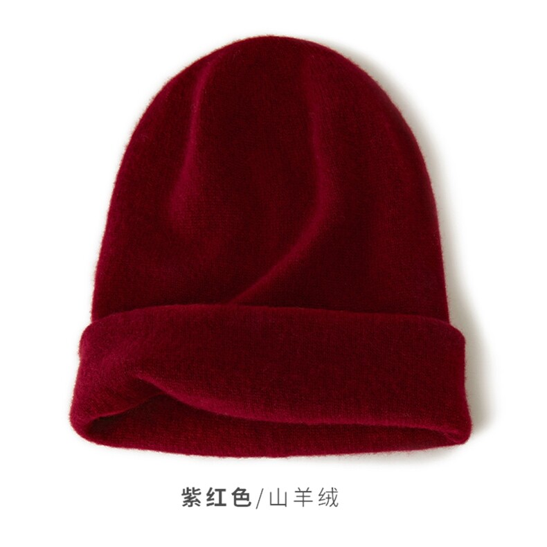 时尚保暖黑色山羊绒双层堆堆帽舒适百搭冬季必备单品,饰品帽子,远腾羊绒