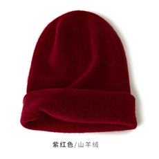时尚保暖黑色山羊绒双层堆堆帽舒适百搭冬季必备单品，帽子，远腾羊绒