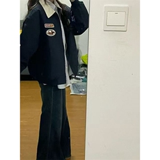 美式复古翻领飞行外套春季2025新款情侣宽松百搭设计棒球夹克上衣，男装夹克，四季星座505
