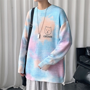 2023秋冬新款男士轧染圆领卫衣潮牌百搭潮流针织衫M316P65控78图片