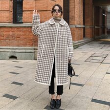 大货2021高点击气质千鸟格大衣衣浙宝163-2010，女装毛呢外套，拾菱