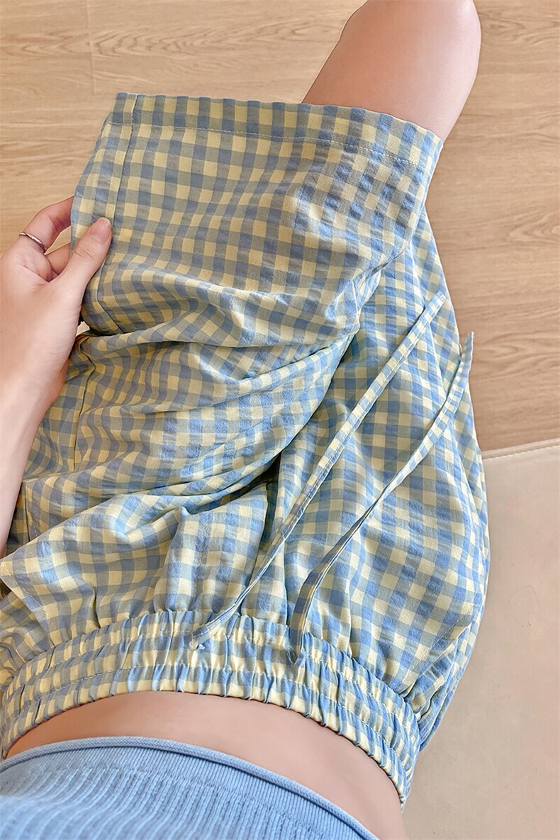 8XL-M美式复古格子休闲五分裤夏季街头风宽松简约直筒短裤DK1538,男装牛仔裤,电商D206-1