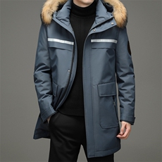 冬季羽绒服可脱卸貉子毛毛领中长款休闲冬装外套MYYL-21966-P390，男装羽绒服，电商B212（原钱塘6029）