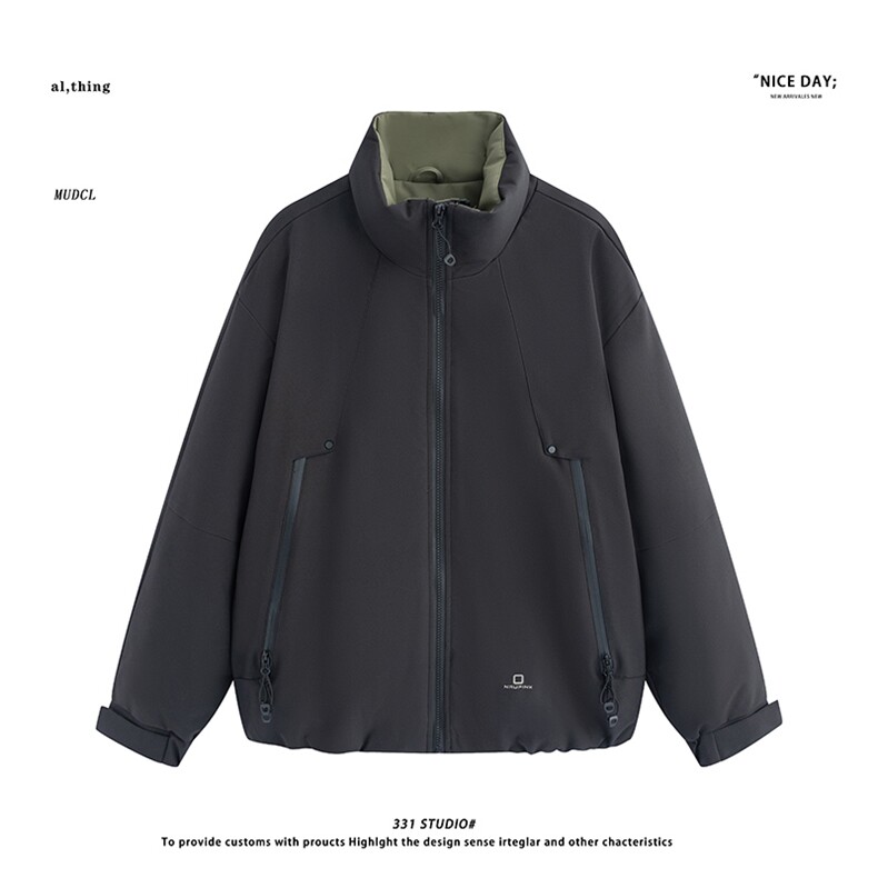 平铺~新标90白鸭绒冬季新款冲锋衣立领拼色羽绒服E100/P268,男装夹克,电商B331