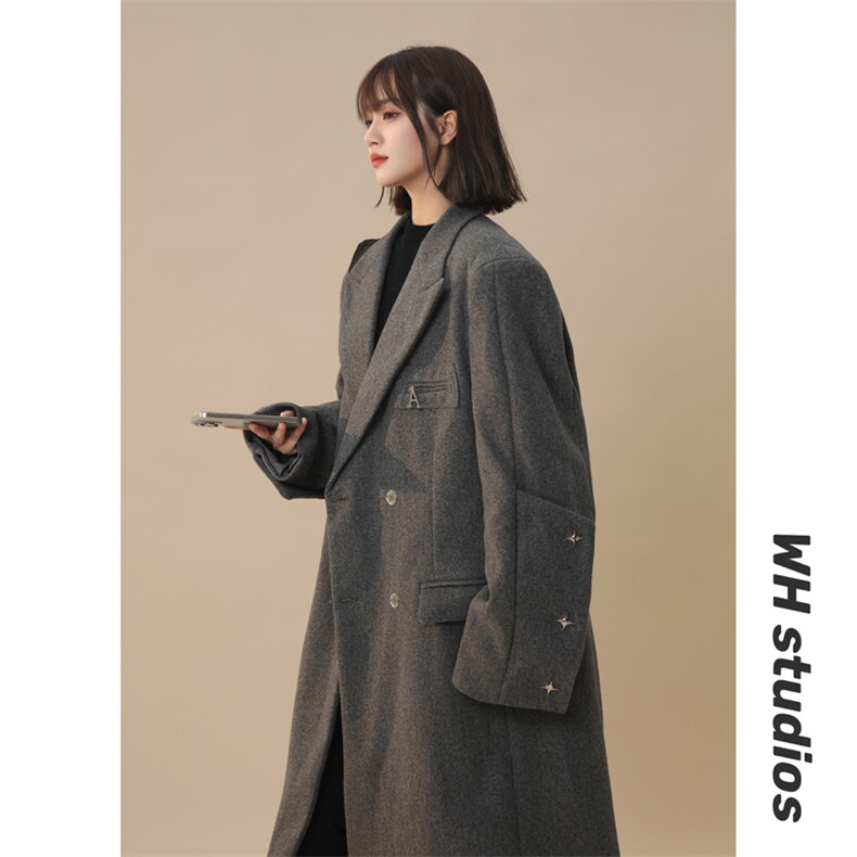 中性冬季中长款高级感过膝妮子大衣宽松风衣外套XZ811A-F198-P128,男装风衣,星座811A