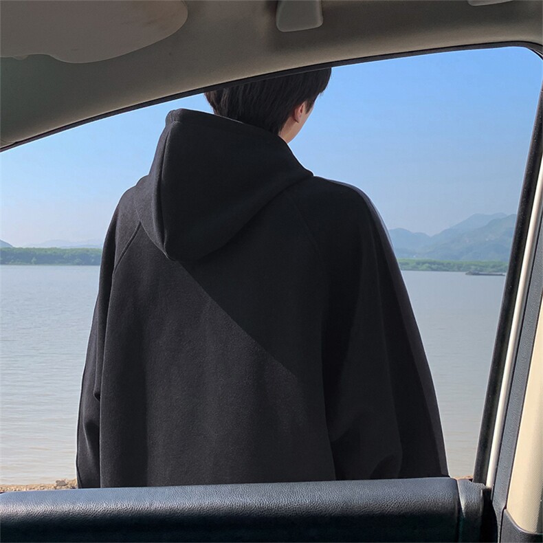 抖音得物高品质重磅全棉支持退换360克宽松拼接撞色连帽卫衣CM25,男装卫衣,电商A486